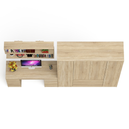 Большой 4-х дверный шкаф-комод Мори МШ1600.1 и стол с верхней навесной полкой