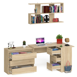 Стол компьютерный Мори МС-16 правый с навесной полкой и комодом МК800.1