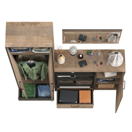 Шкаф для одежды в прихожую Трувор с зеркалом 15.30 и комодом-тумбой