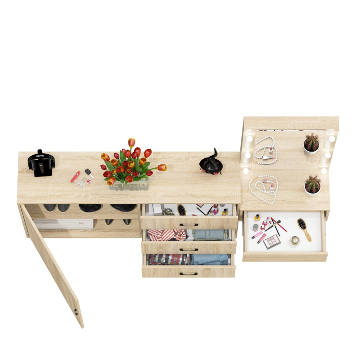 Туалетные столики, Стол косметический навесной с подсветкой и комод 122-1504