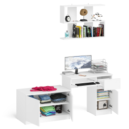 Стол компьютерный однотумбовый Мори МС-1 правый с верхней полкой 900 и тумбой