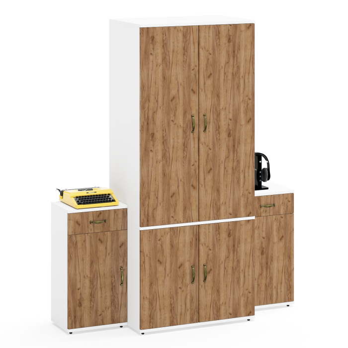 Домашние кабинеты, Шкаф для одежды глубокий Лидер-8 и две тумбочки МД 3.15