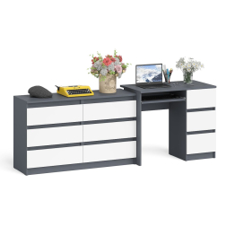 Комод Мори МК-1200 6 ящиков и компьютерный стол МС-6 три ящика справа