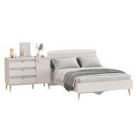 Спальные гарнитуры, Комод на красивых ножках с тремя ящиками и дверкой и кровать Афина 1400 двуспальная