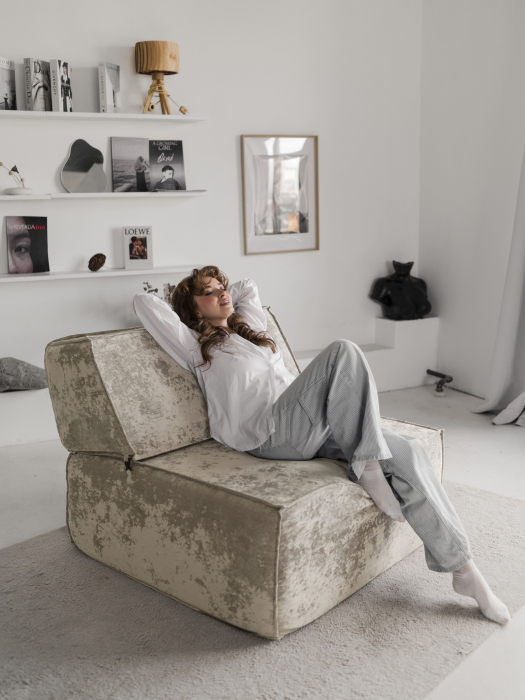 Кресло для отдыха, Бескаркасное кресло Клайд,плюше