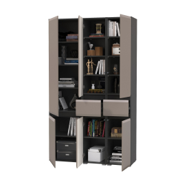 Стенка из шкафов Сидней из двух шкафов с ящиком и одного шкафа-витрины