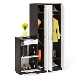 Тумба для обуви две секции в прихожую П-6-500 с пеналом и шкафом фрезеровка прованс