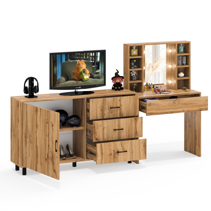 Туалетные столики, Столик туалетный с полочками и с подсветкой и комод 122-1504