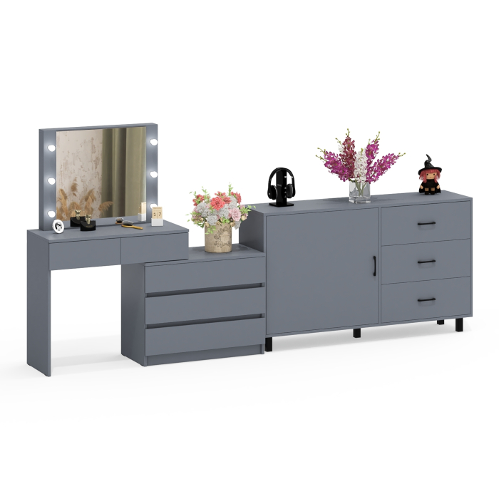 Туалетные столики, Стол-трансформер косметический с подсветкой 110 и комод-тумба три ящика 122-1504