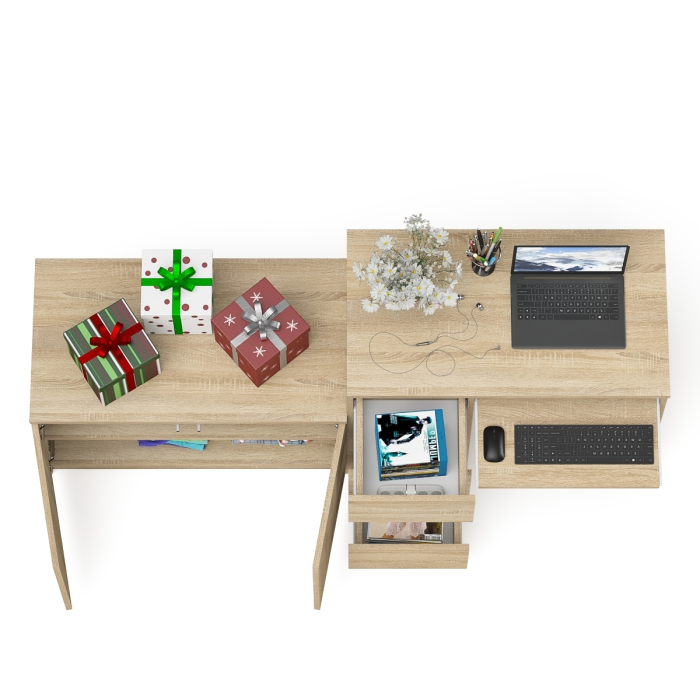 Прямые компьютерные столы, Компьютерный стол три ящика слева с тумбой 900 Мори