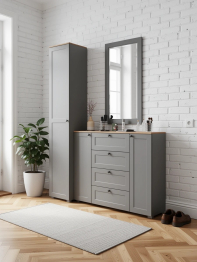 Комод четыре ящика и две дверки с пеналом для прихожей и зеркалом Остин