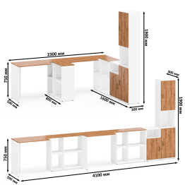 Домашний офис Лидер-8 для двоих человек из столов, пенала и тумбы.