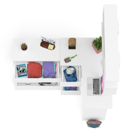 Комод на три ящика Мори МК800.1 с компьютерным столом для работы левый и открытой полкой