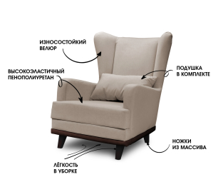 Кресло для отдыха Ритм интерьерное, микровелюр