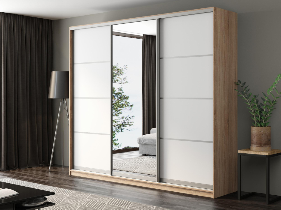 Шкафы-купе, Шкаф-купе Айсберг 260 СОНОМА (белый/зеркало)