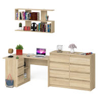 Домашние кабинеты, Книжная полка Мори 1200 с комодом 1200.8 и компьютерным столом МС-16 левым