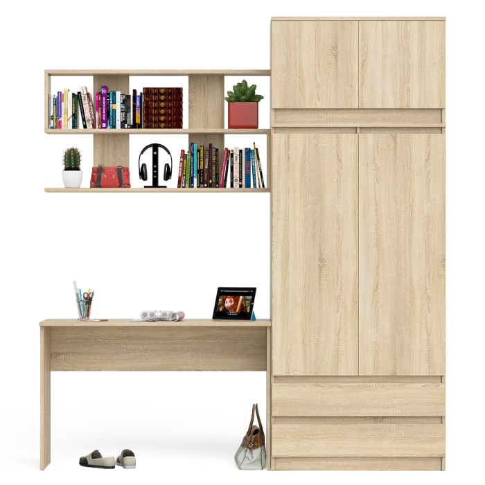 Домашние кабинеты, Рабочий стол Мори МСП-1200 с навесной полкой и шкафом с антресолью