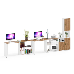 Домашний офис Лидер-8 для двоих человек из столов, пенала и тумбы.