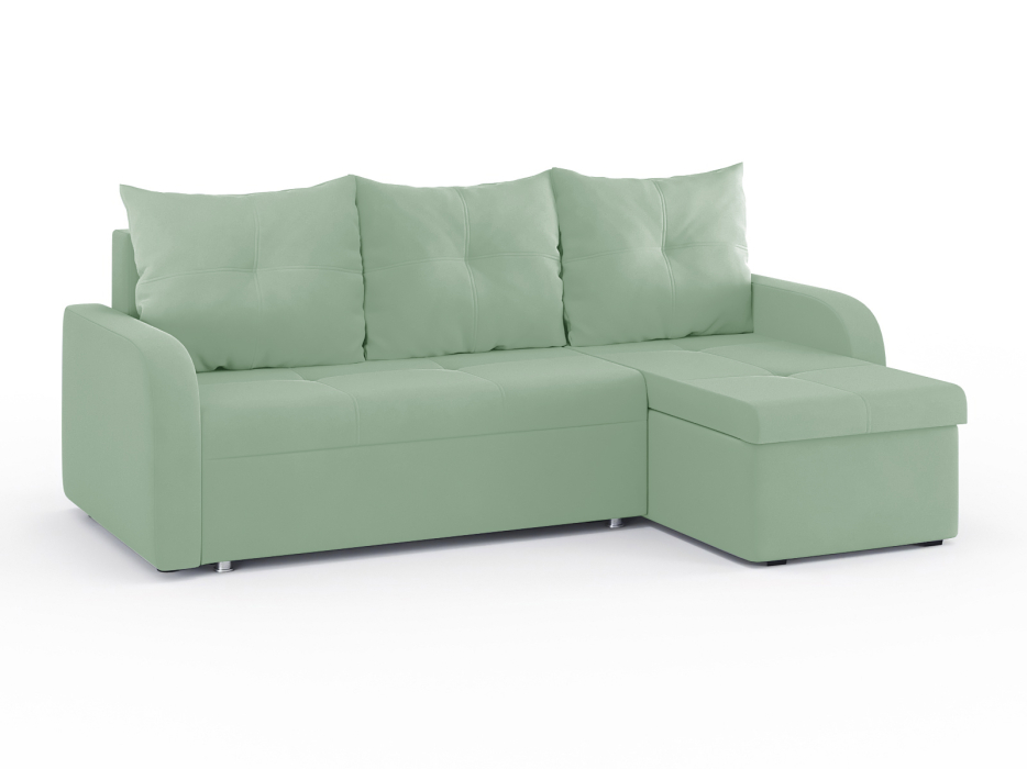 Диваны угловые в гостиную, Диван-кровать угловой Мини Люкс трехсекционная еврокнижка, велюр