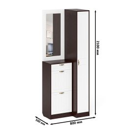 Пенал для прихожей П-6-500 и высокая обувница с зеркалом фрезеровка прованс