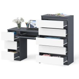 Комод высокий Мори МК700 5-ть ящиков и стол компьютерный Мори МС-6 левый