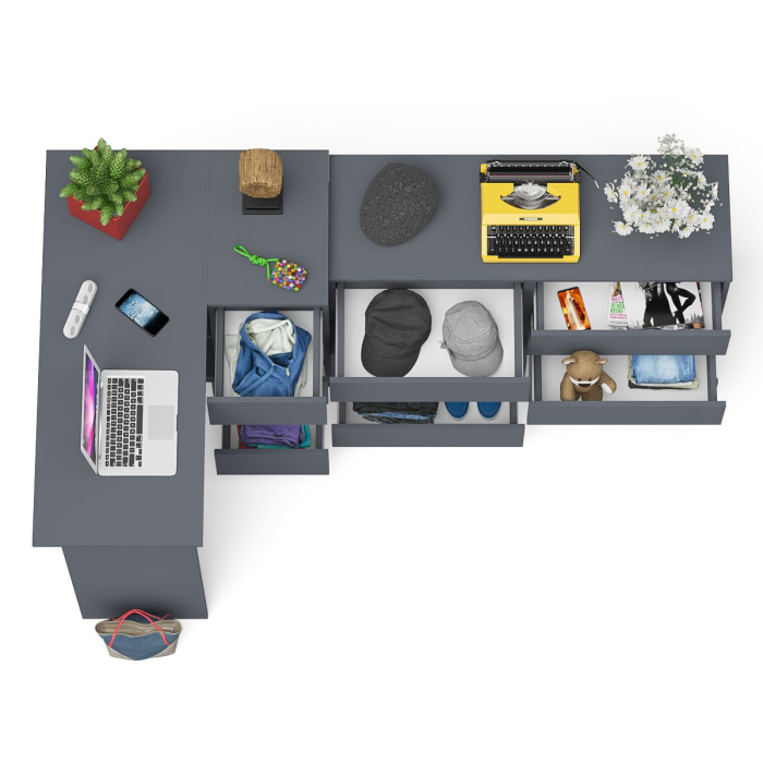 Компьютерные столы, Комод Мори 1200 6 ящиков и компьютерный угловой стол МС-16 правый