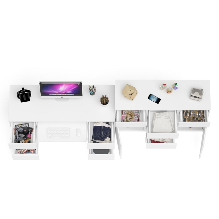 Компьютерные столы, Двухтумбовый стол компьютерный МС-2 с ящиками и тумба-комод МК1200.4 Мори