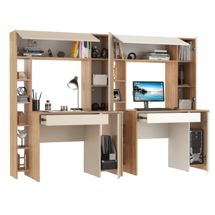 Прямые компьютерные столы, Два стола с надстройкой Mobi Комфорт 12.71