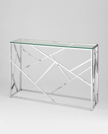 Консоль АРТ ДЕКО 115х30 (Прозрачное стекло/Сталь серебро)