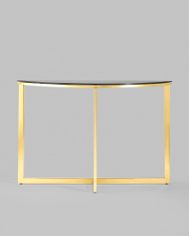 Консоль АЛЬБА 115х30 (Стекло черное/Сталь золото)