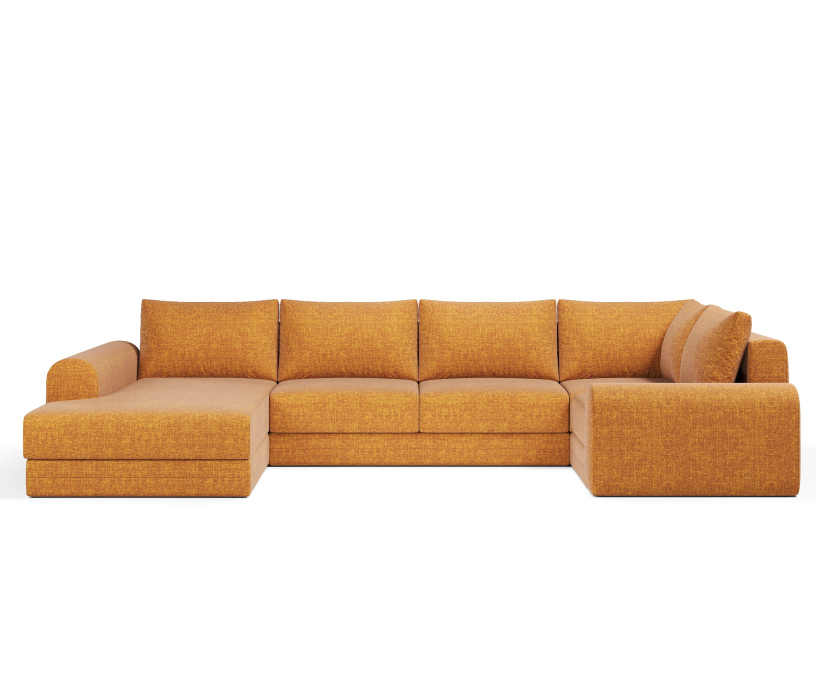 Диваны угловые в гостиную, Угловой диван Модерно П-образный, рогожка