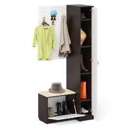 Вешалка для верхней одежды с обувницей с мягким сиденьем и пенал П-6-500 фрезеровка ромб