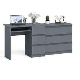 Компьютерный стол с тремя ящиками МС-6 правый с комодом на три ящика Мори