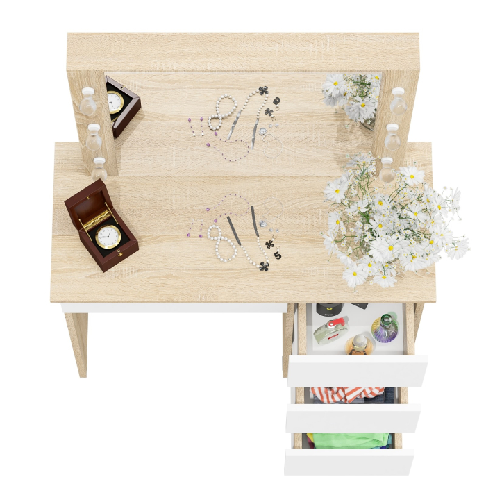 С зеркалом, Стол косметический с подсветкой Сура