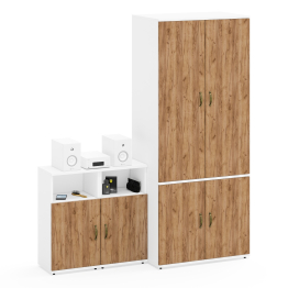 Глубокий платяной шкаф Лидер-8 19Б и две тумбочки для документов 3.19