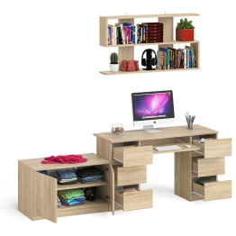 Стол компьютерный Мори МС-2 с верхней полкой и тумбой МА900.1