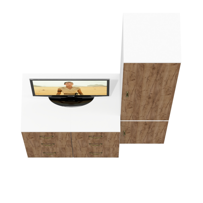 Домашние кабинеты, Узкий шкаф для одежды Лидер-8 МД 21Б и две тумбочки по три выдвижных ящика каждая