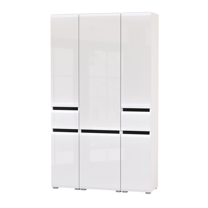 Шкафы распашные, Стенка из шкафов Сидней из двух шкафов с ящиком и одного шкафа-витрины