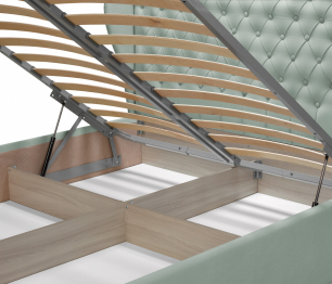 Кровать с мягким изголовьем Мишель 1600 с подъемным механизмом, микровелюр