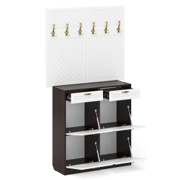 Две вешкалки для верхней одежды и две высоких обувницы П-6 № 04 МДФ фрезеровка ромб