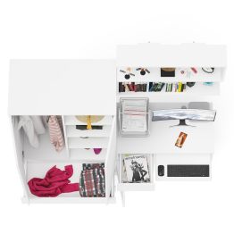 Компьютерный стол Мори МС-1 левый с полкой и шкаф-комодом