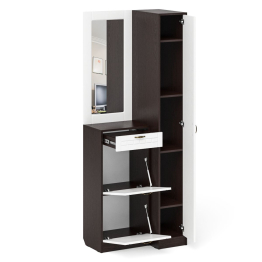 Пенал для прихожей П-6-500 и высокая обувница с зеркалом фрезеровка прованс