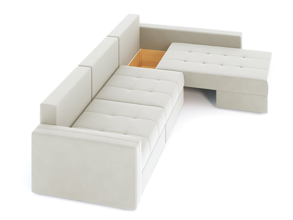 Диваны угловые в гостиную, Диван-кровать угловой Брест 3 секции еврокнижка, велюр