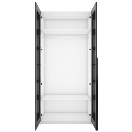 Шкаф распашной Е1 Локер 101x52.5x220 см, с черным стеклом