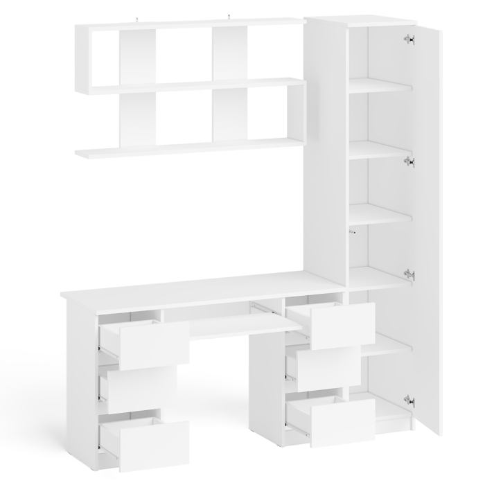 Домашние кабинеты, Компьютерный стол МС-2 с верхней полкой и пеналом для вещей Мори