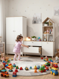 Шкаф для одежды с комодом три ящика и стеллаж Эйп