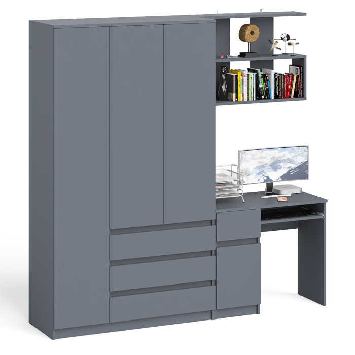 Домашние кабинеты, Широкий шкаф-комод Мори МШ1200.1 с письменным столом МС-1 левый и полкой на 900