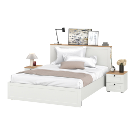 Двухспальная кровать с ортопедическим основанием и две прикроватных тумбочки Остин