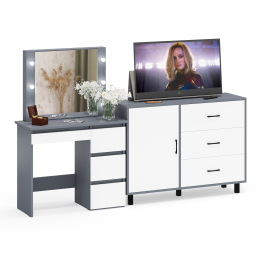 Комод-тумба 122-1204 и столик косметический с лампочками Сура