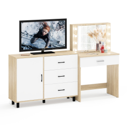 Косметический стол с подсветкой и выдвижным ящиком СТ-4 и комод 122-1204